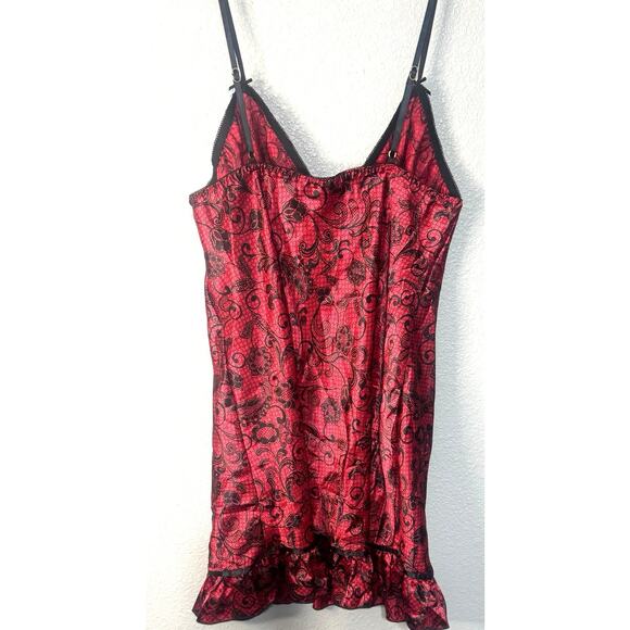 Seductive Red Black Lingerie Set Medium Nighty Chemise boudoir Fairy Sexy Robe - Picture 12 of 12